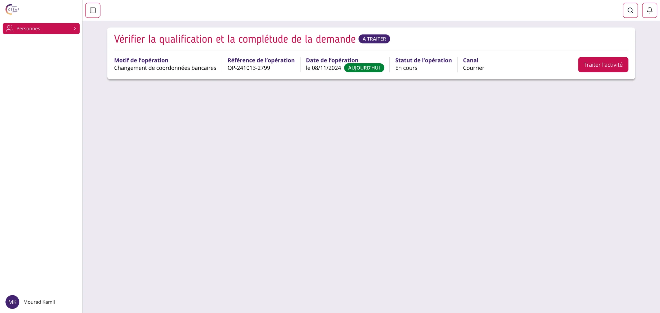 Écran du projet